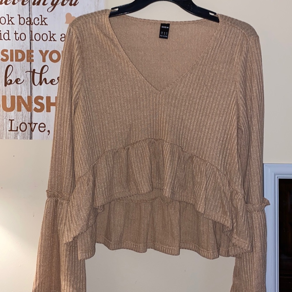 Tan cropped long sleeve